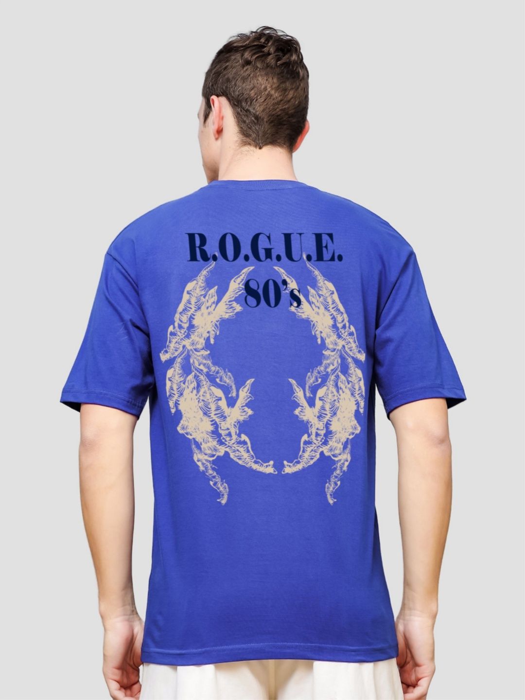 ADRO Lelaki Baju T-Shirt Bersaiz Besar Kapas Lengan Jatuh Bercetak Grafik
