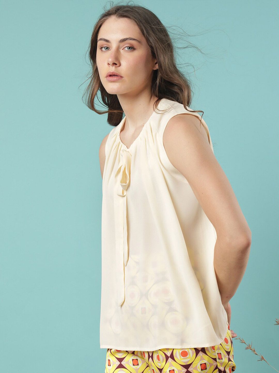 RAREISM Tie-Up Neck Top
