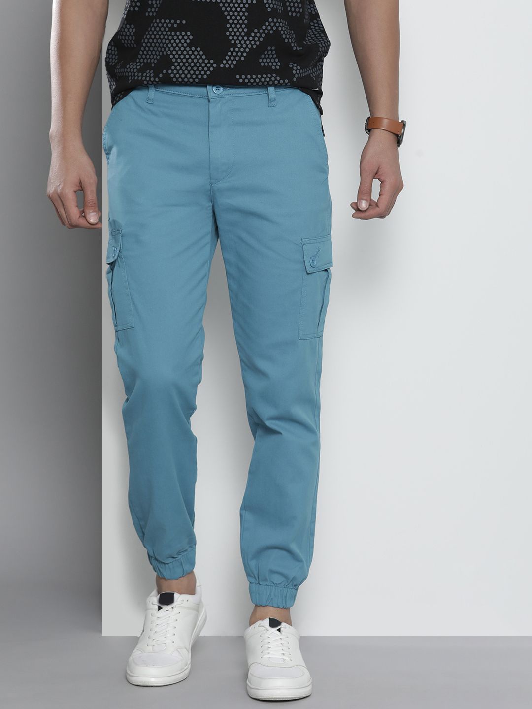 The Indian Garage Co Men Blue Slim Fit Cargos Trousers