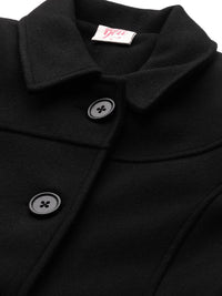 all about you Women Black Solid Longline Overcoat