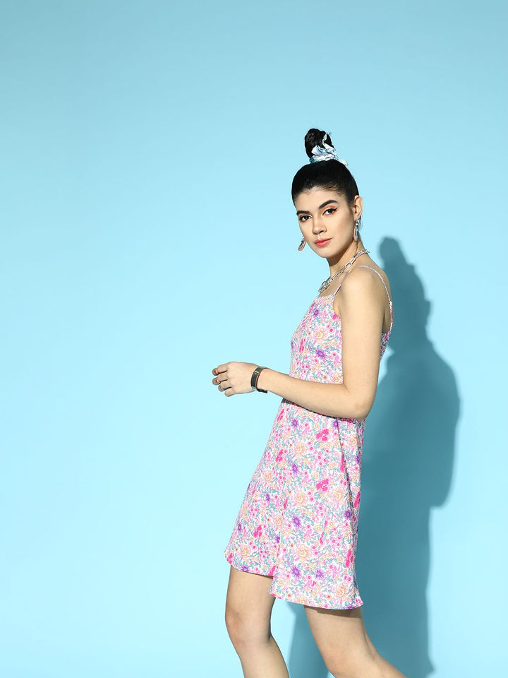 Berrylush Women Pink Tribal Romantic Florals Dress