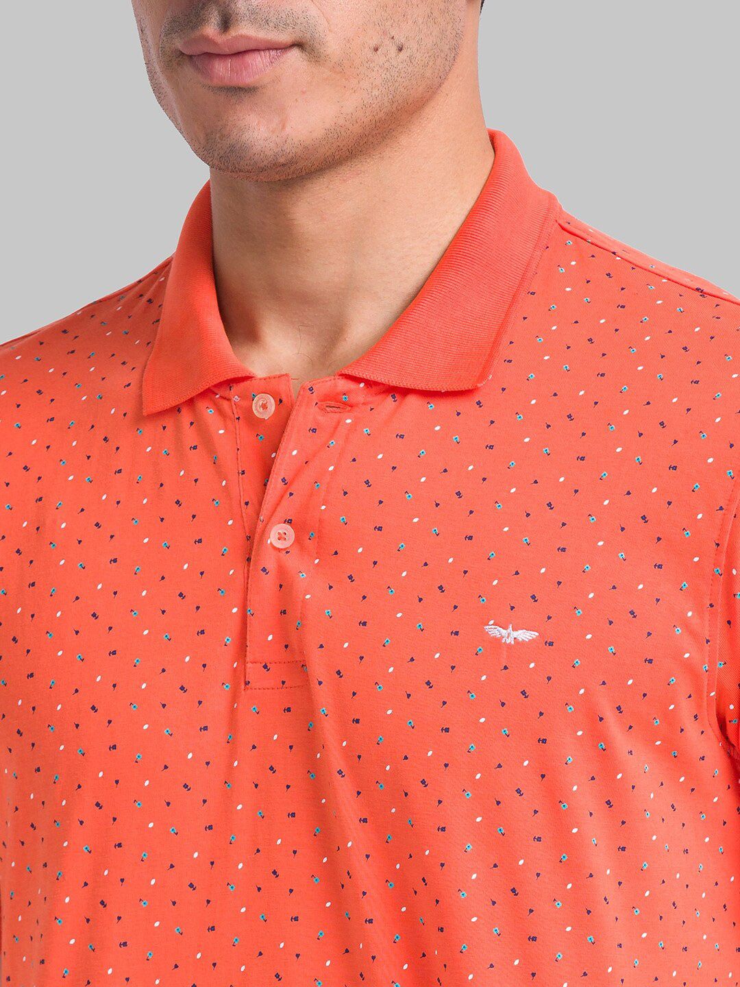 Park Avenue Micro Ditsy Printed Polo Collar Slim Fit T-shirt
