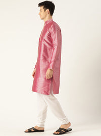 SOJANYA Men Pink & Golden Woven Design Straight Kurta