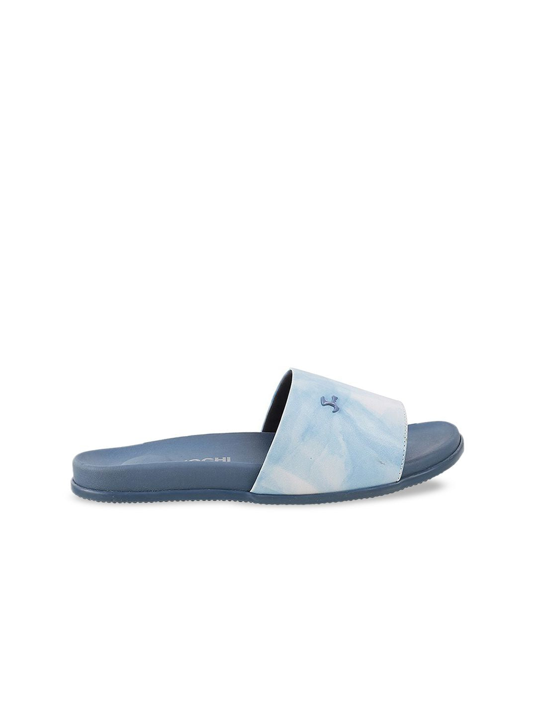 Mochi Women Blue Printed Sliders