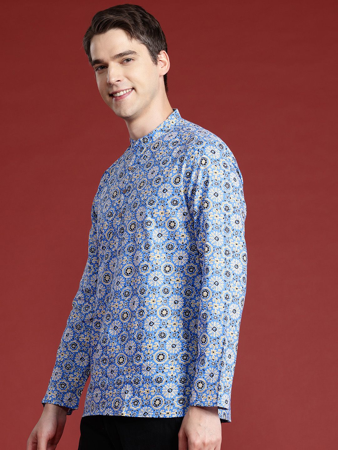 Anouk Pure Cotton Printed Mandarin Collar Kurta