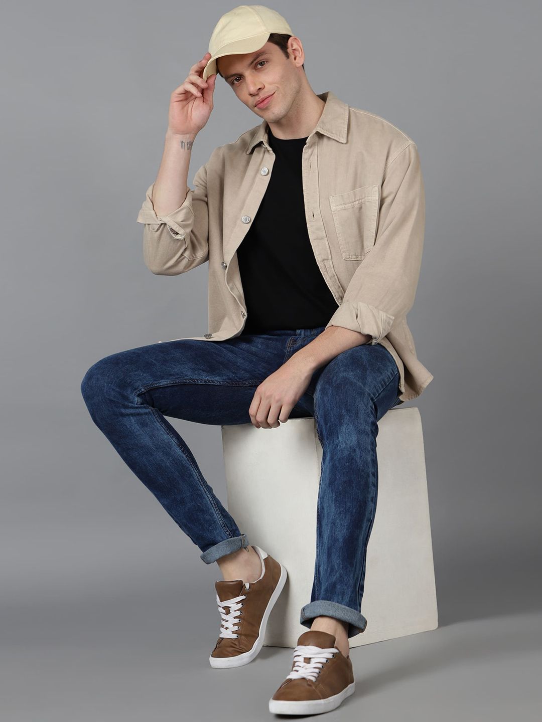 Urbano Fashion Men  Skinny Fit Low Distress Heavy Fade Stretchable Cotton Jeans