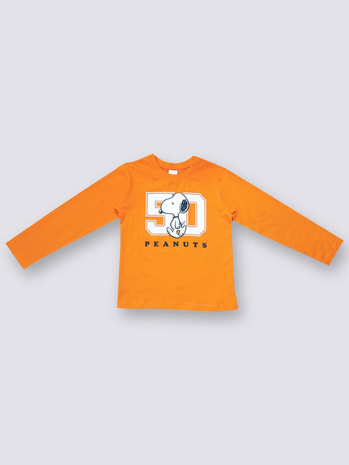 Moms Love Infant Boys Peanuts Printed Cotton T-shirt with Trousers