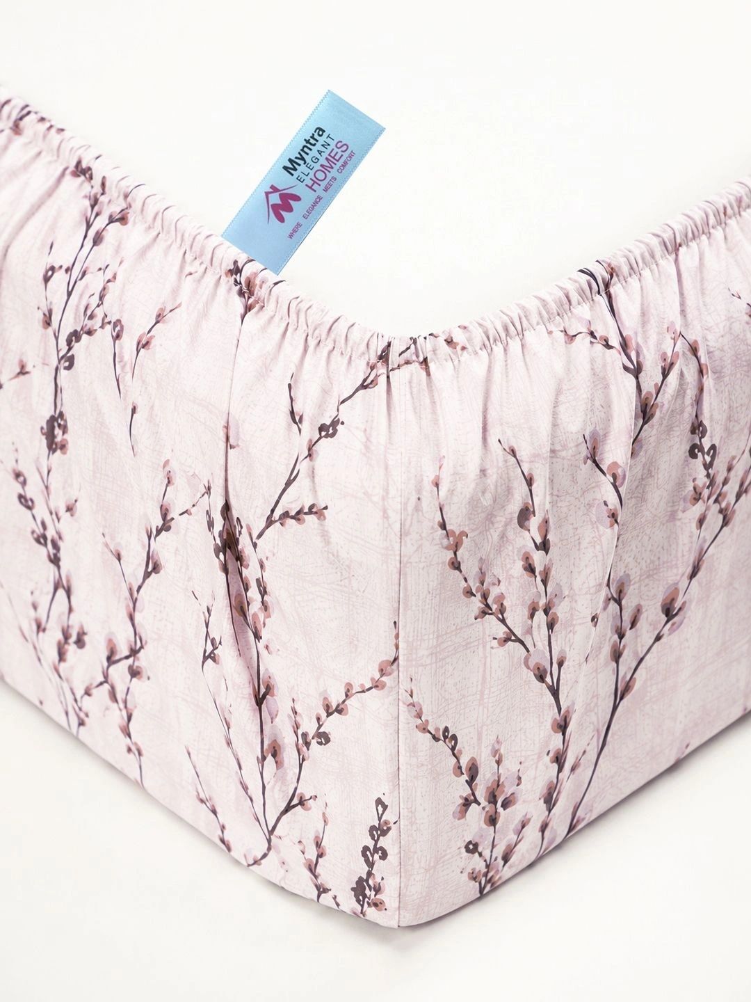 KLOTTHE Cream-Coloured Floral 300 TC King Bedsheet with 2 Pillow Covers