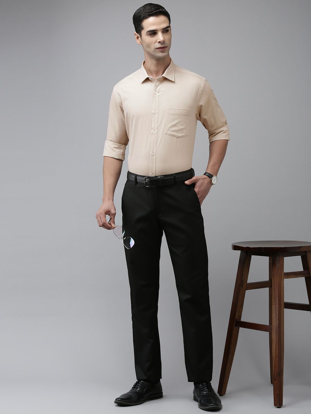 Park Avenue Men Pure Cotton Textured Slim Fit Formal Shirt
