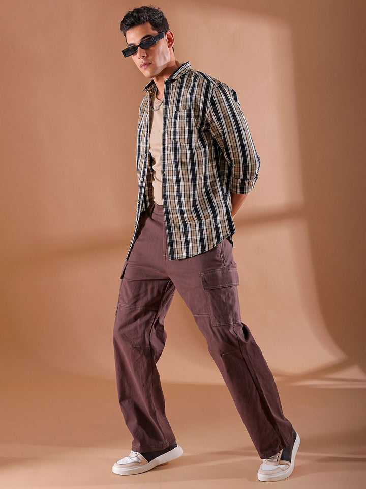 The Indian Garage Co Men Slim Fit Tartan Checks Opaque Checked Casual Shirt