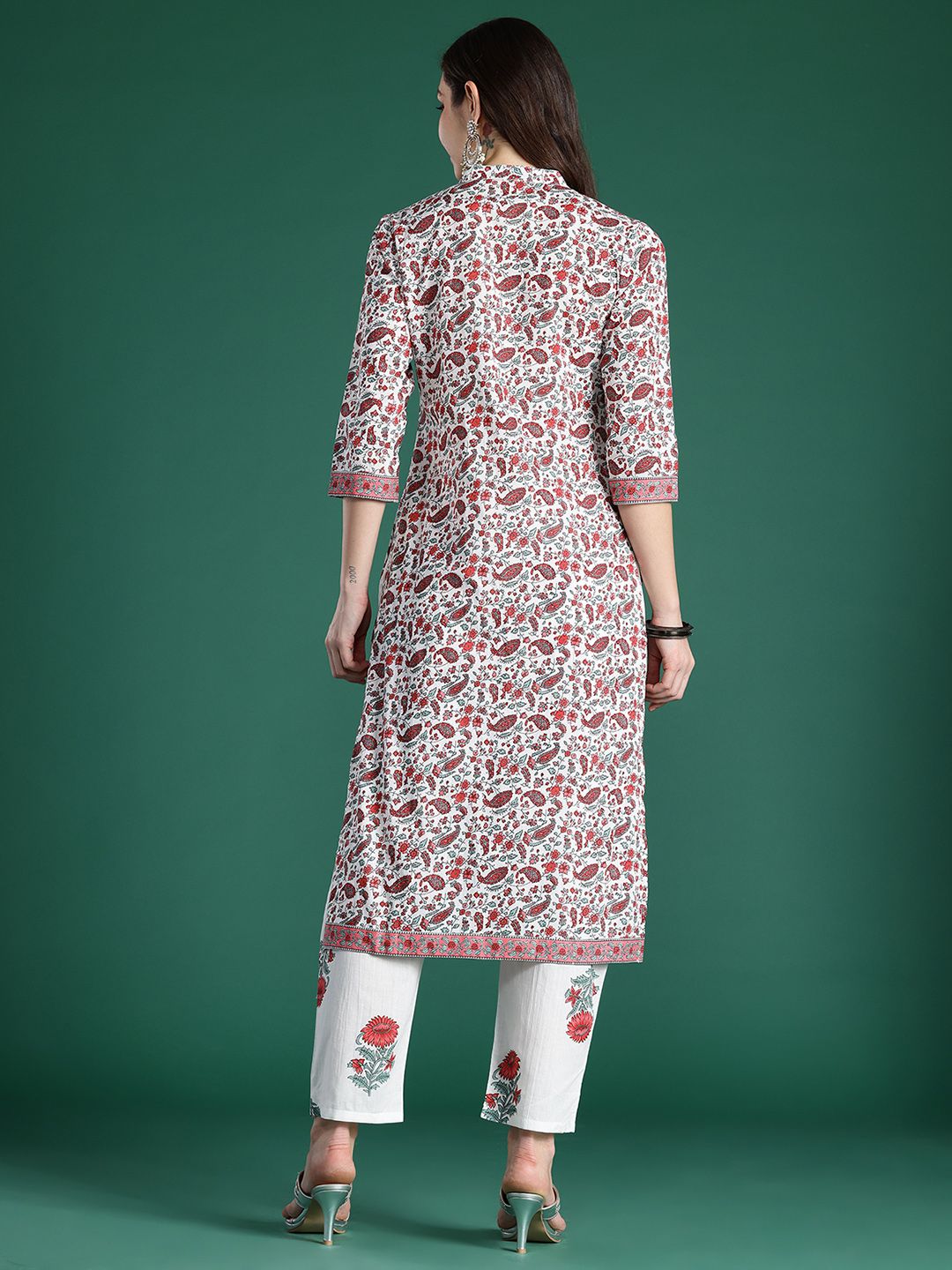 Indo Era Paisley Printed Pure Cotton Kurta with Trousers