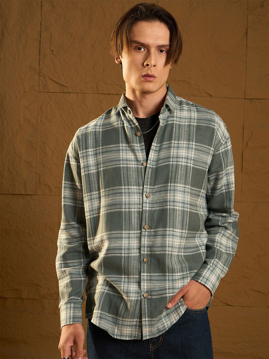 DENNISON Drop Shoulder Oversized Checked Shirt