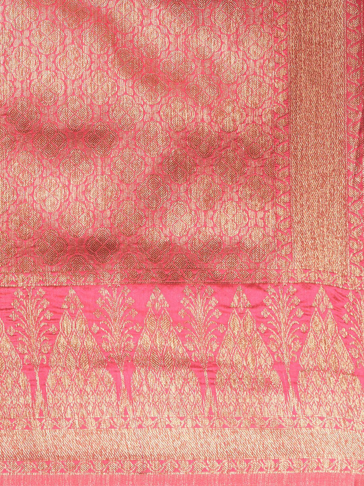 Saree mall Green & Pink Woven Design Linen Blend Saree