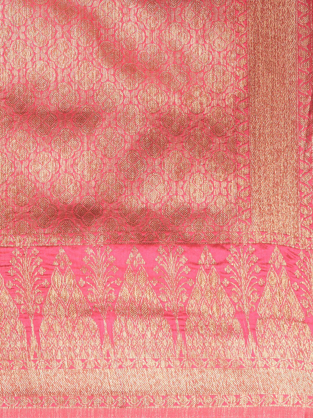 Saree mall Green & Pink Woven Design Linen Blend Saree