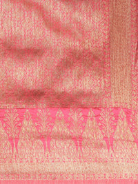 Saree mall Green & Pink Woven Design Linen Blend Saree