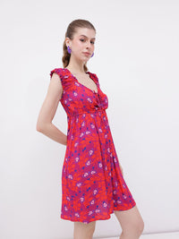 DressBerry Flowy Charm Printed Gathers A-line Dress
