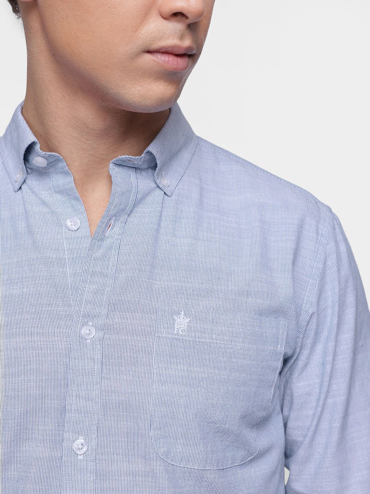 Sambungan Perancis Lelaki Slim Fit berjalur baju kasta tulen