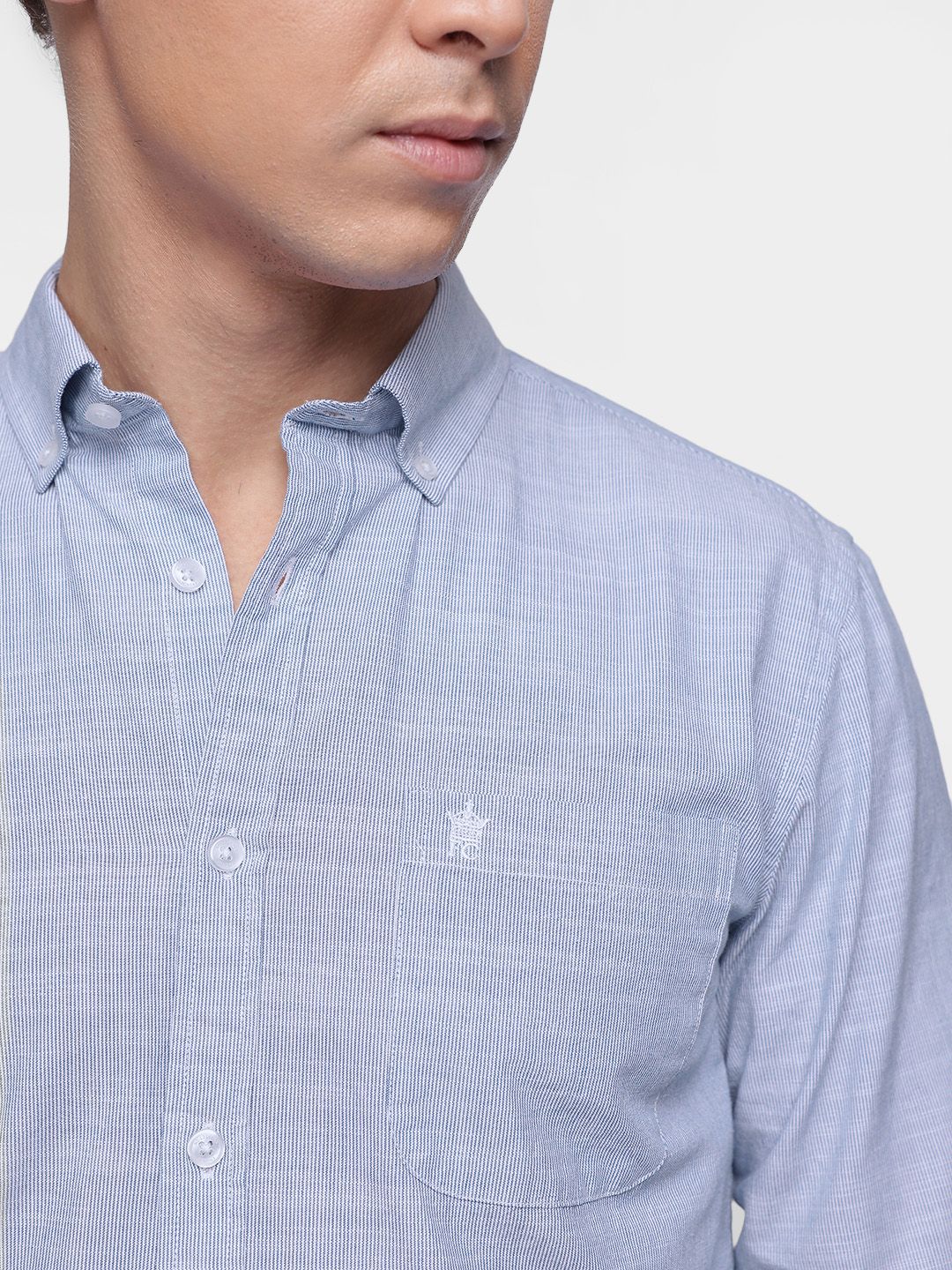 Sambungan Perancis Lelaki Slim Fit berjalur baju kasta tulen