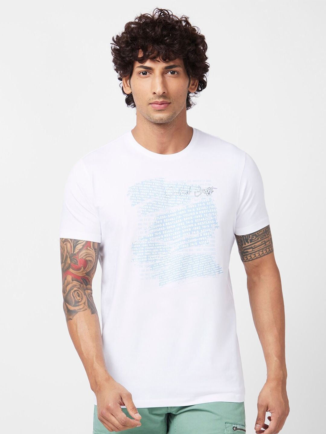 SPYKAR Typography Printed Slim Fit T-shirt
