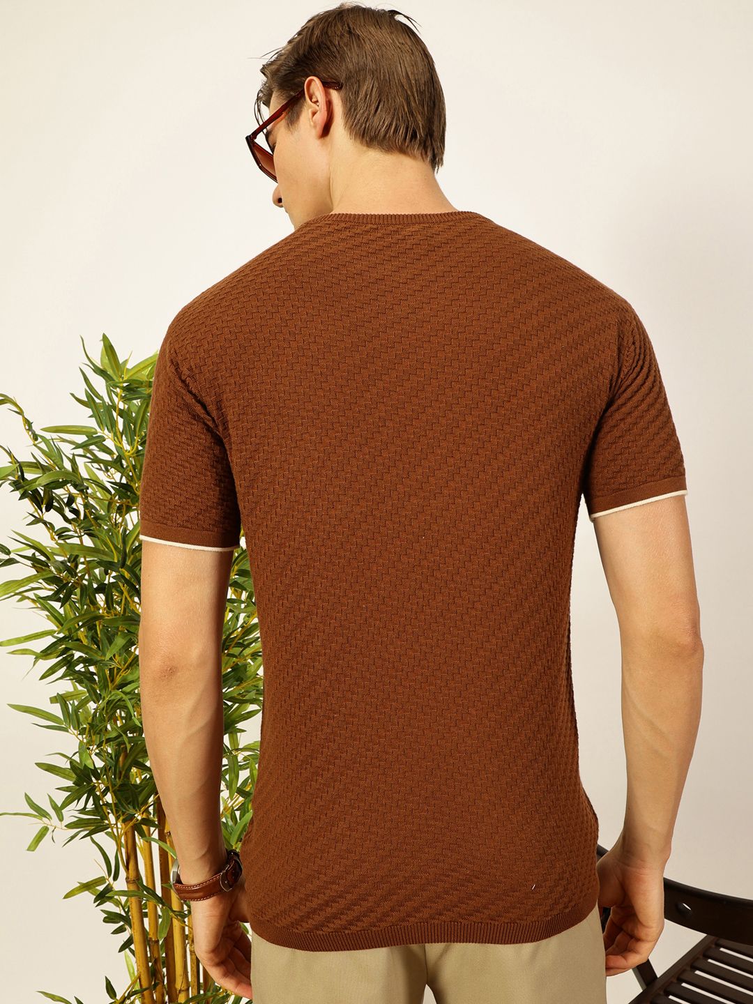 Thomas Scott Men Knit Textured Round Neck T-shirt