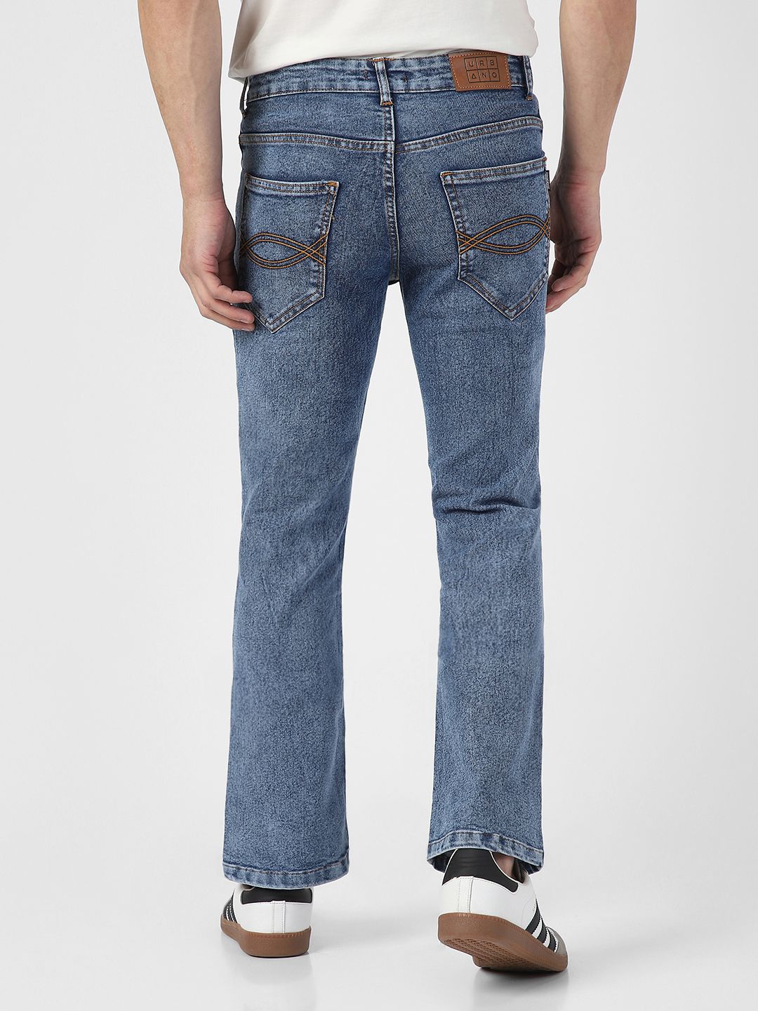 Urbano Fashion Men Bootcut Heavy Fade Clean Look Stretchable Jeans