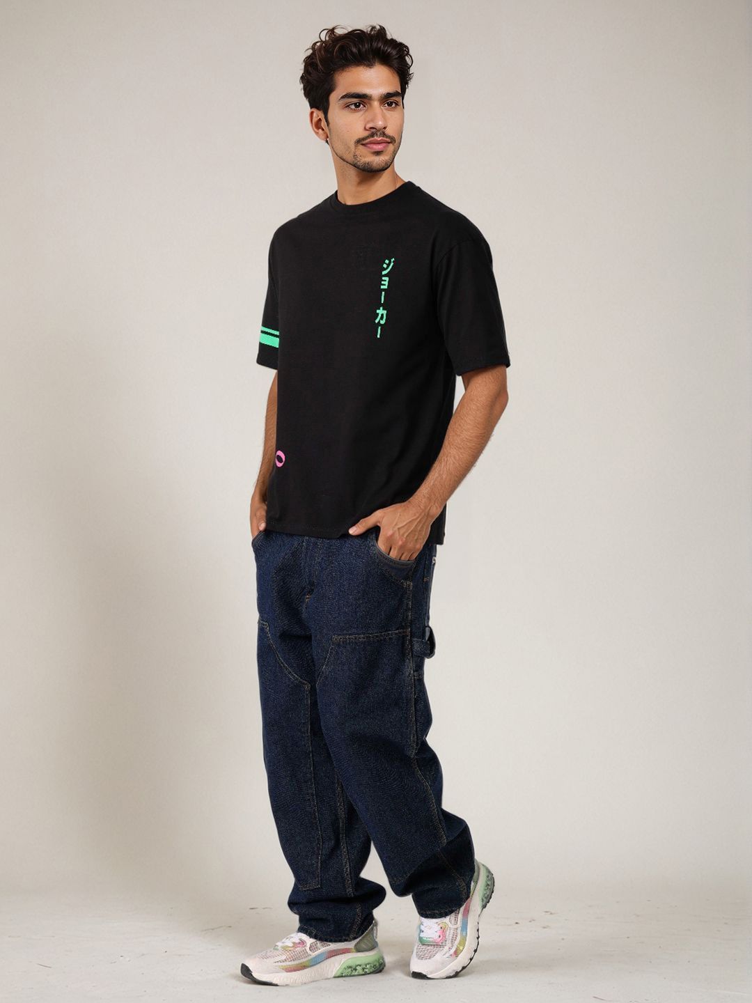 The Indian Garage Co Men Joker Graphic Printed Round Neck Cotton Relaxed Fit T-shirt