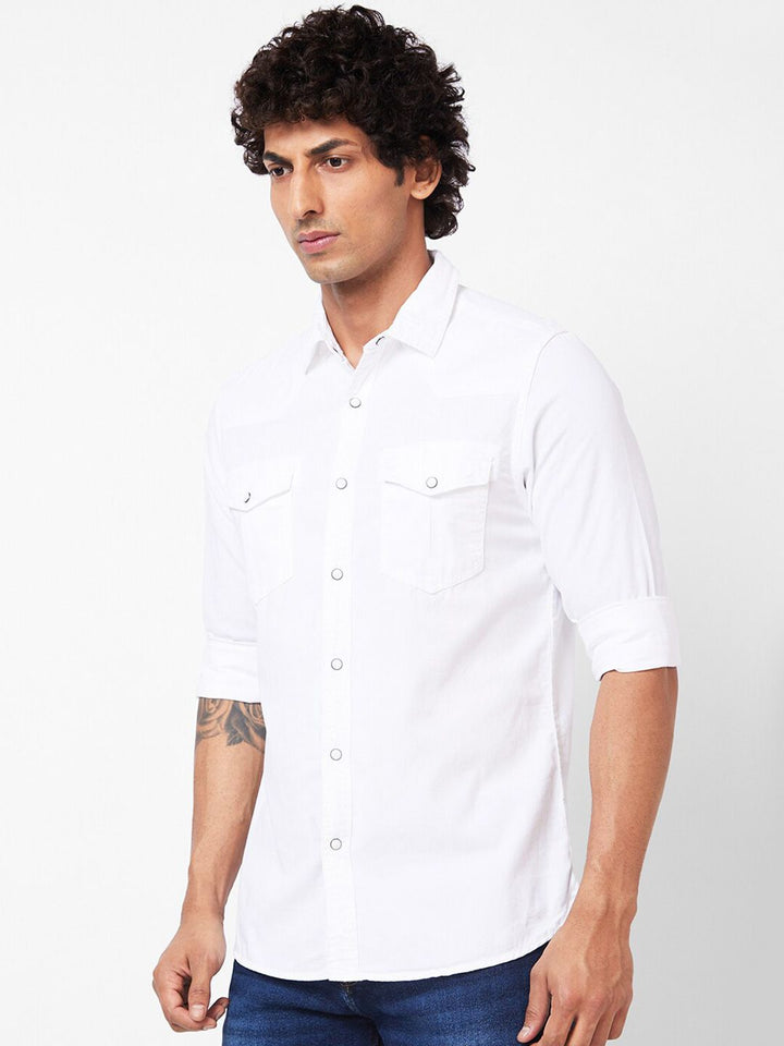 SPYKAR Slim Fit Spread Collar Casual Shirt