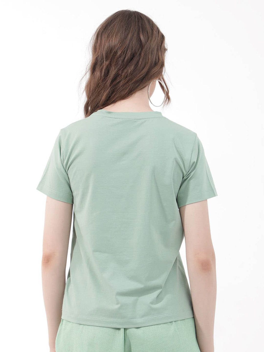 RAREISM Ciara Typography Printed Round Neck Cotton Casual T-shirt