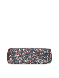 ZOUK Blue Floral Printed Structured Tote Bag