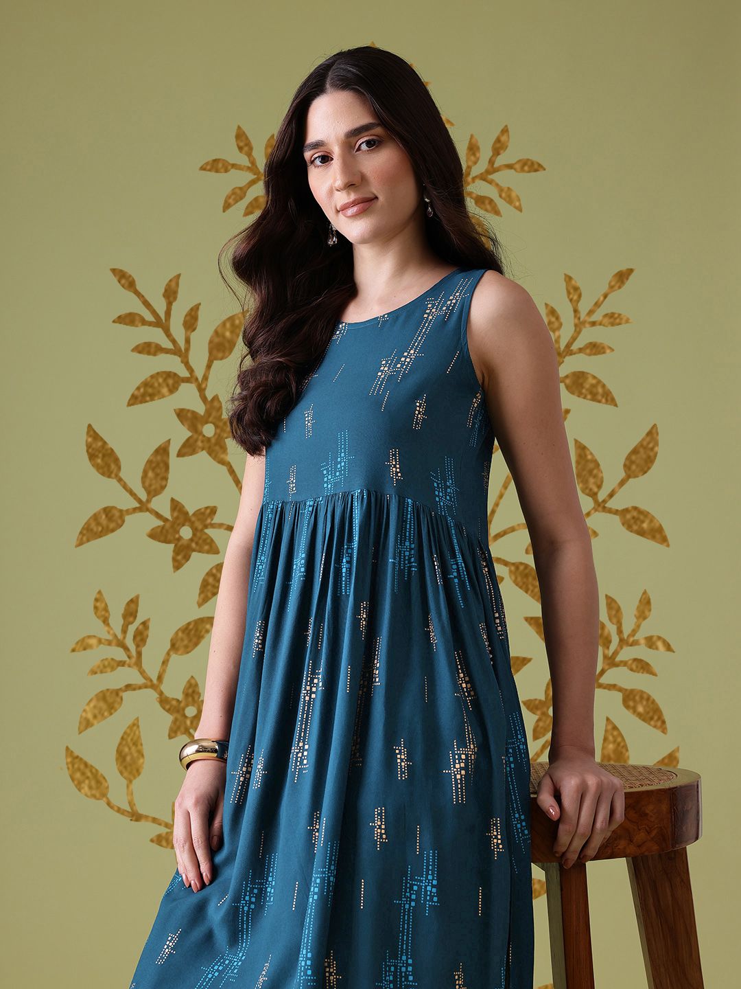 Anouk Geometric Printed Sequinned Kurta