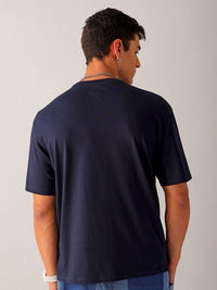 The Indian Garage Co Men Pure Cotton Back Printed Boxy Oversized Round Neck T-shirt