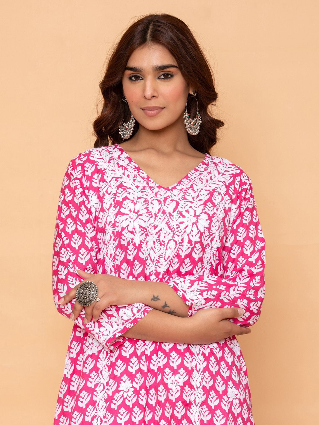 HOUSE OF KARI Floral Yoke Design Straight Kurta