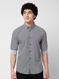 SPYKAR Geometric Printed Spread Collar Cotton Casual Shirt