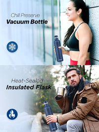 Pexpo Oreo Denim Blue Thermosteel ISI Certified Hot Flask Insulated Water Bottle 1000ml