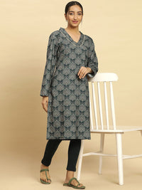 W Ethnic Motifs Printed V-Neck Kurta