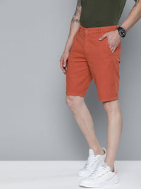 The Indian Garage Co Men Rust Slim Fit Cotton Chino Shorts