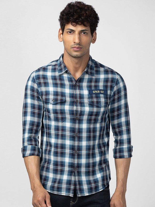 SPYKAR Men Slim Fit Tartan Checks Checked Cotton Casual Shirt