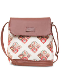ZOUK Ethnic Motifs Printed Structured Sling Bag