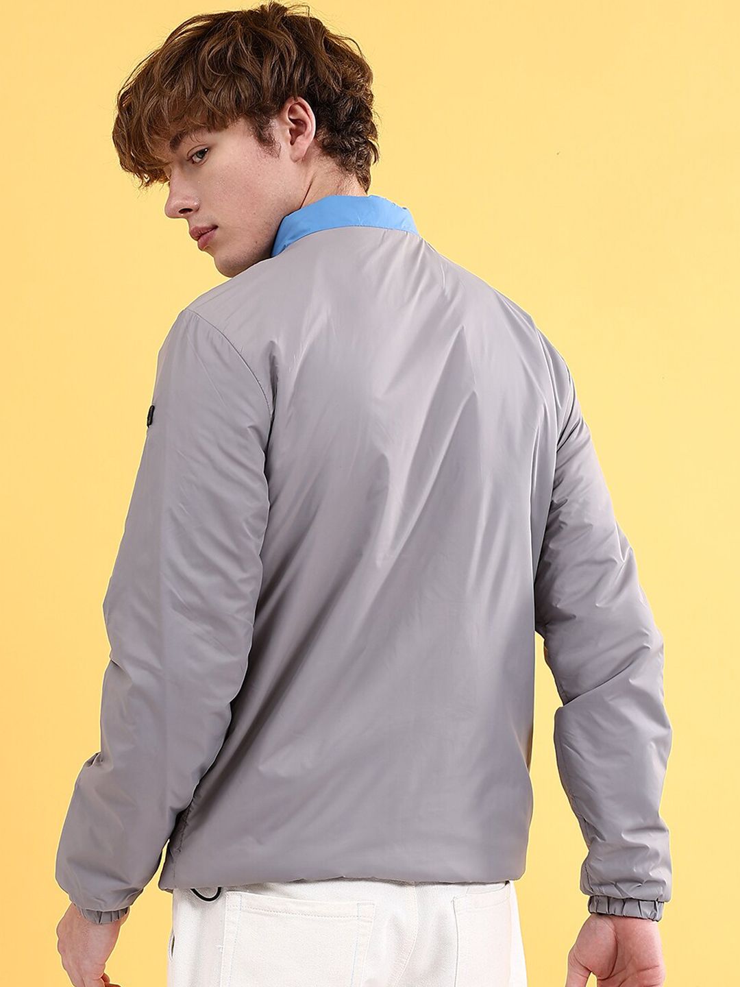 The Indian Garage Co Men Colourblock Zip-Front Regular Fit Bomber Jacket