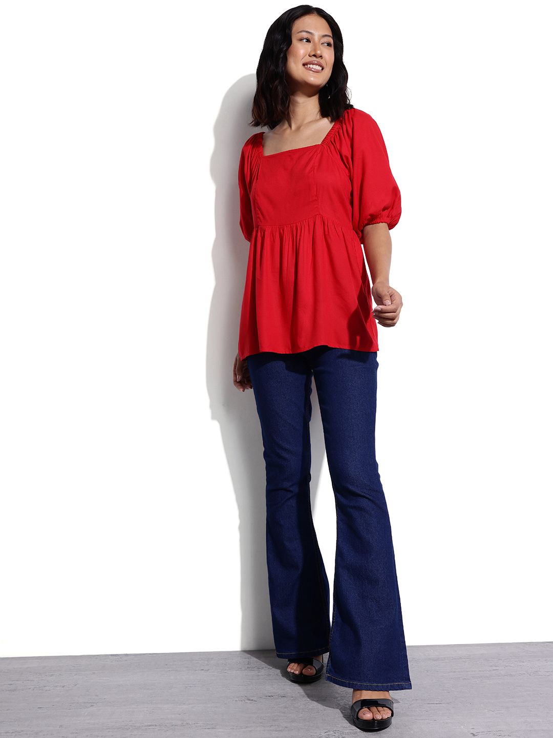 DressBerry Puff Sleeves A-Line Top