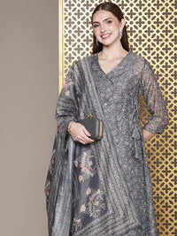 House of Pataudi Women Floral Printed Angrakha Jashn Kurta With Trousers & Dupatta