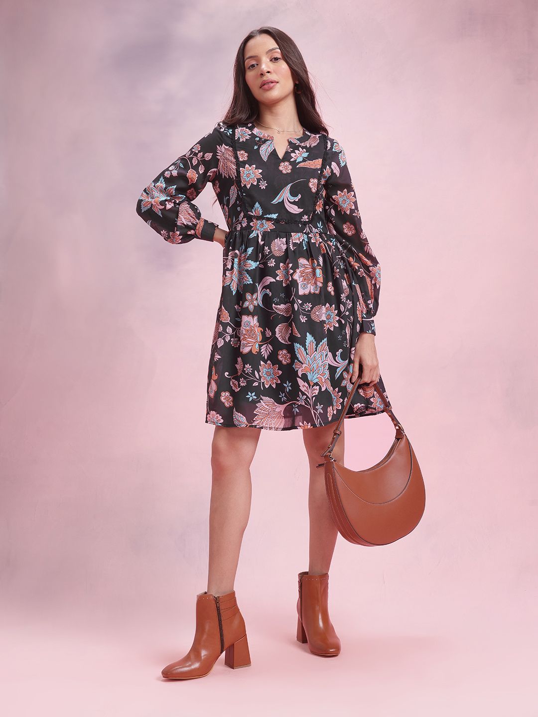DressBerry Floral Print A-Line Dress