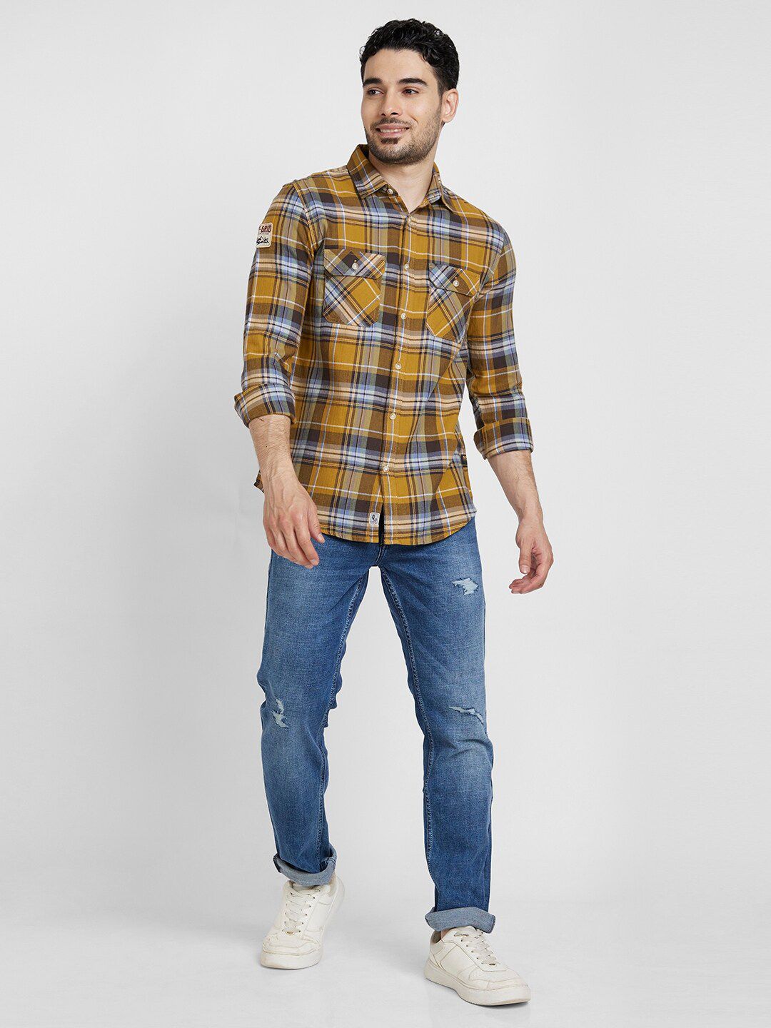 SPYKAR Classic Tartan Checked Opaque Regular Fit Cotton Casual Shirt