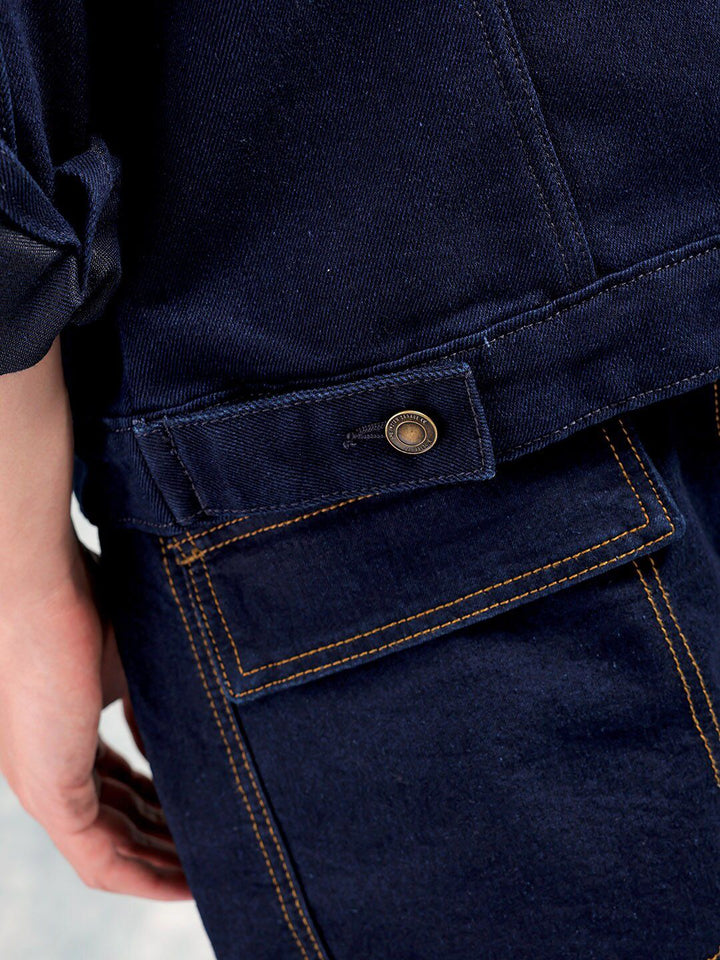 The Indian Garage Co Men Graphic Print Slim Fit Denim Jacket with Double Flap Pockets