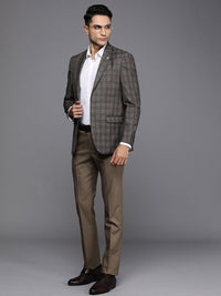 Raymond Checked Contemporary Fit Single-Breasted Formal Blazer