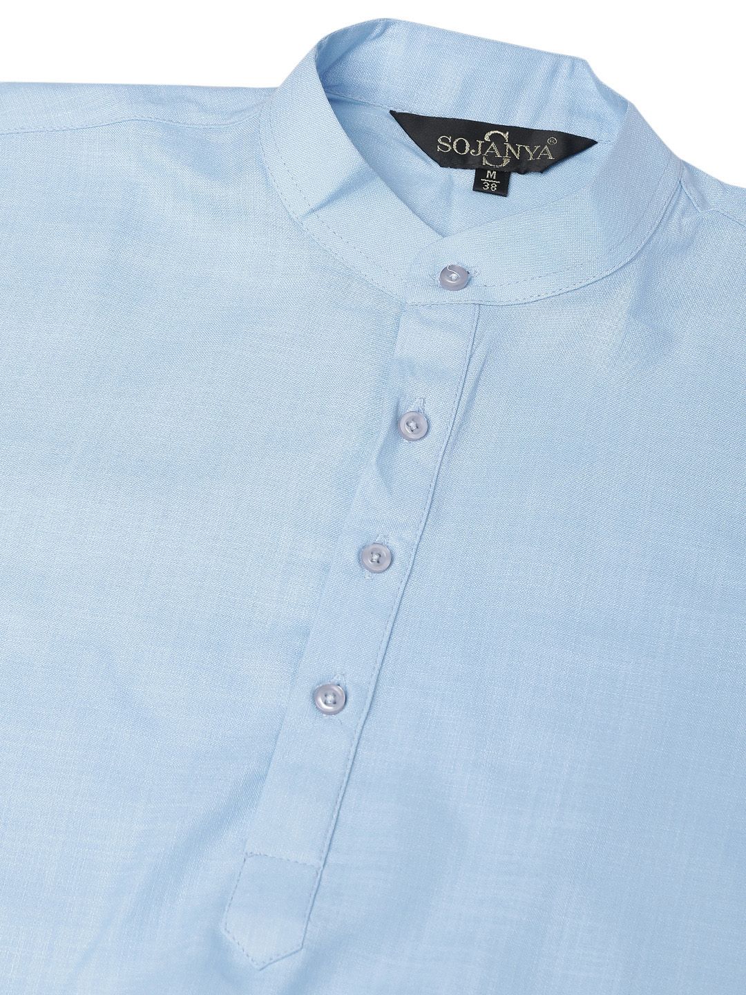 Anug by SOJANYA Men Blue Band Collar Kurta
