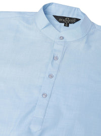 Anug by SOJANYA Men Blue Band Collar Kurta
