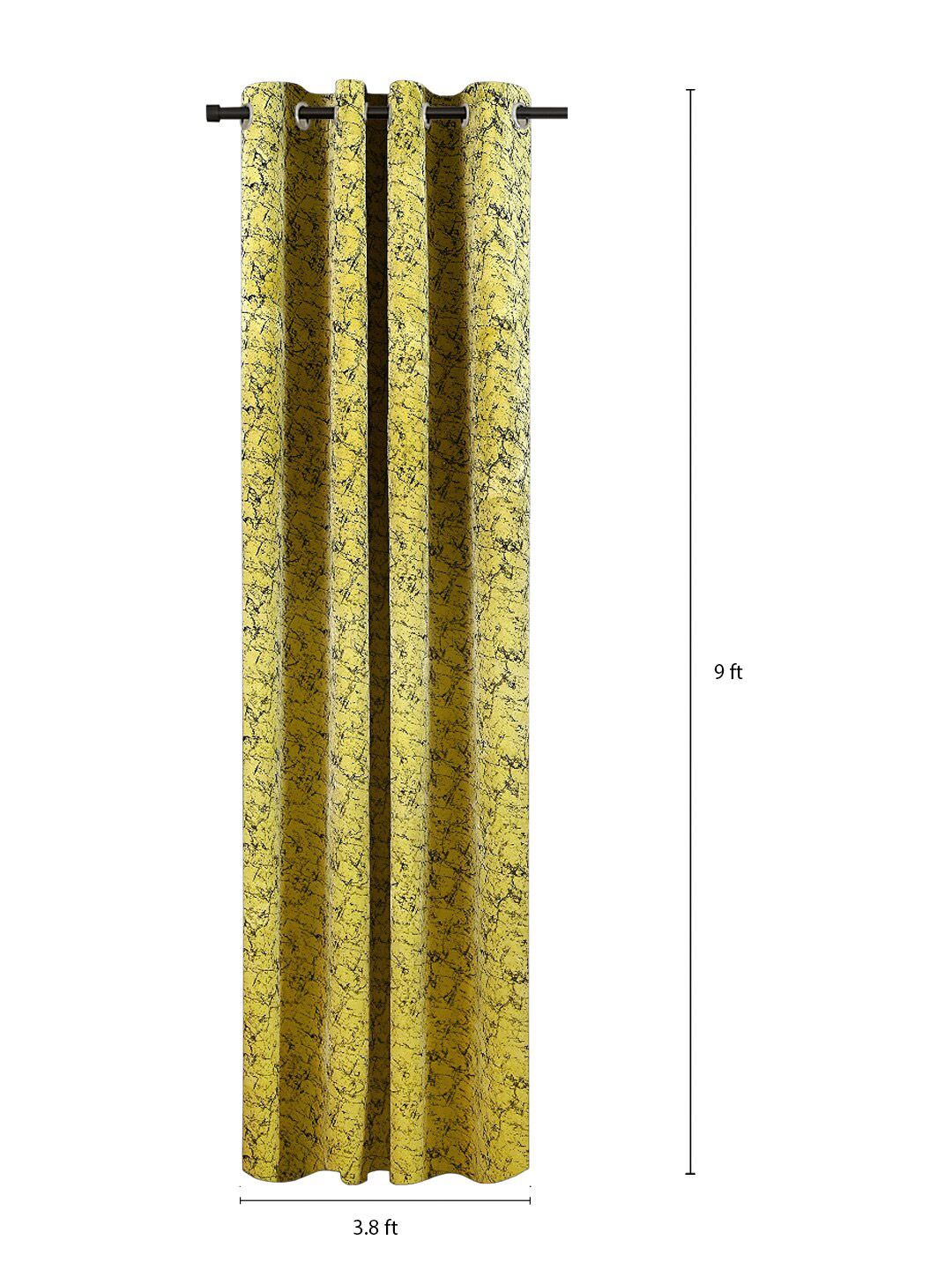 Cortina Green & Black 2 Pieces Printed Room Darkening Velvet Long Door Curtains