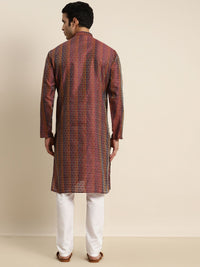SOJANYA Men Silk Blend Ethnic Motifs Woven Design  Kurta