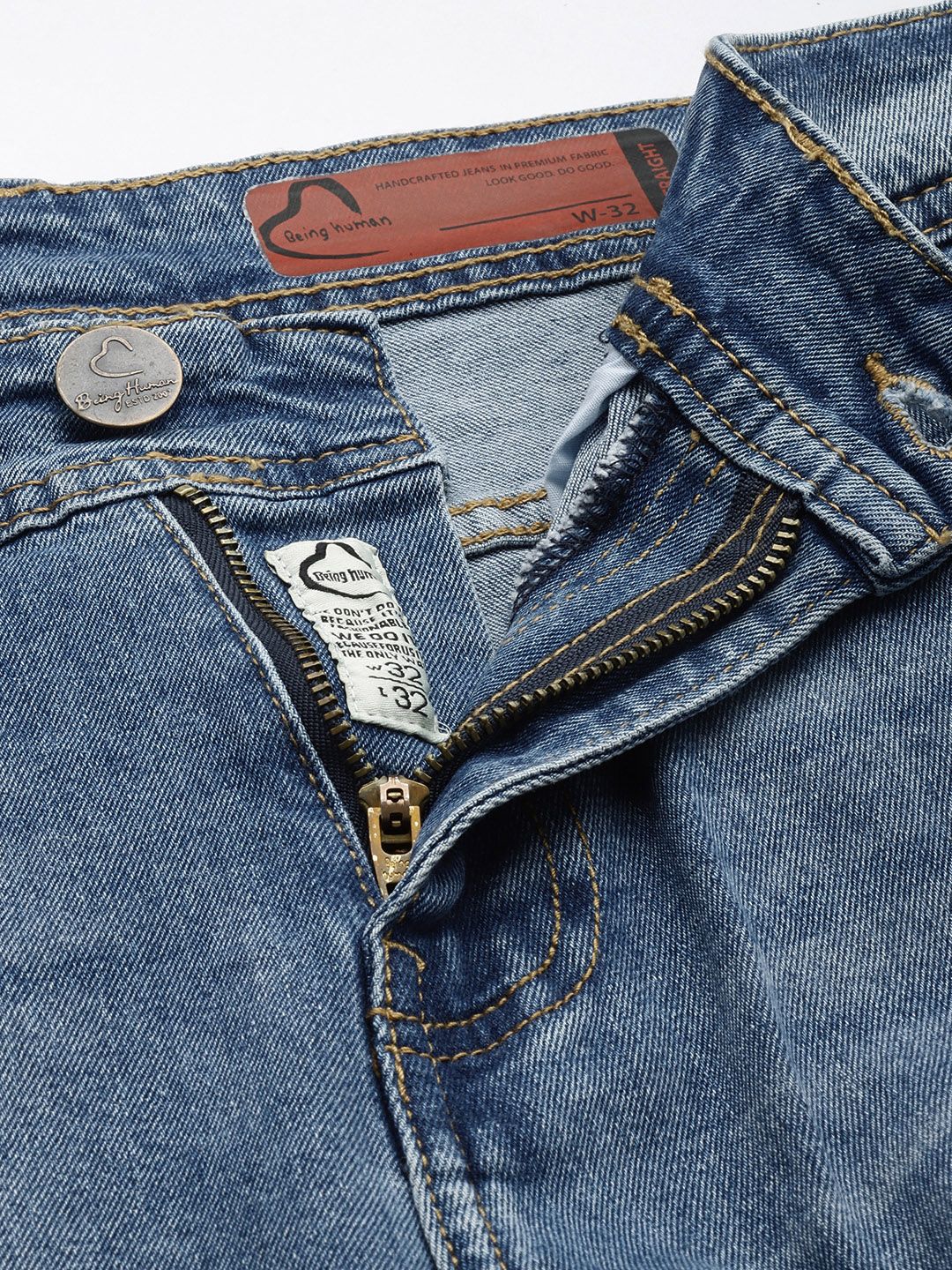 Being Human Men Straight Fit Heavy Fade Stretchable Jeans